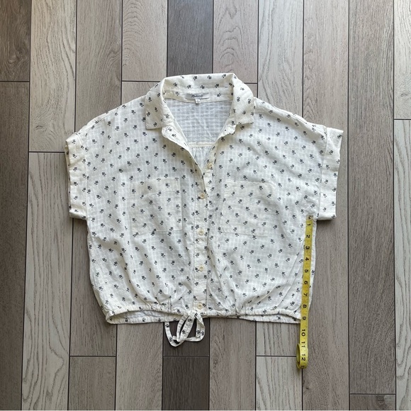 Madewell White and Black Crop Button Down Shirt - Picture 4 of 6